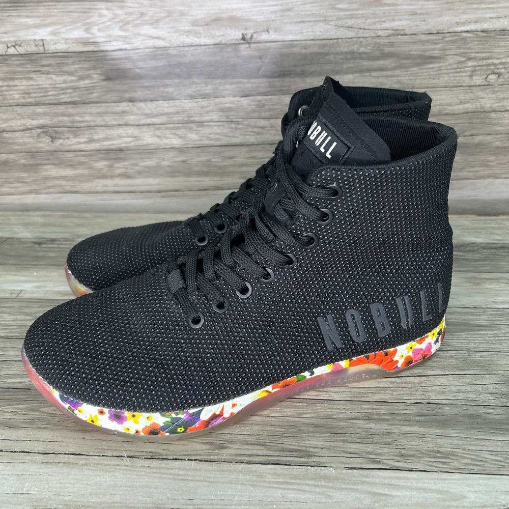 NOBULL High Top Black Super Fabric Crossfit Sneakers Mens 6.5 Womens 8 Floral